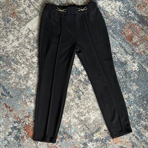 Black Dress Pants with Textured Material and Cuffed Hem